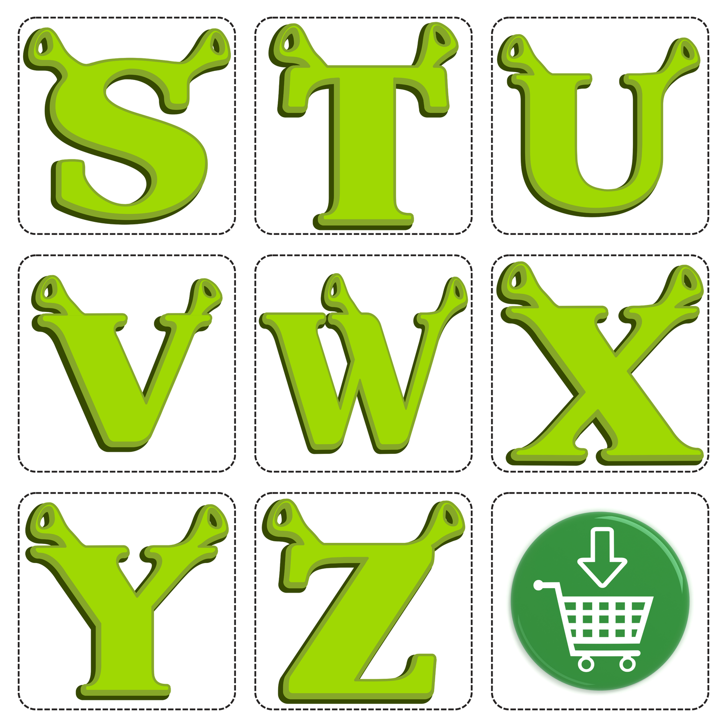 Shrek Alphabet Letters A–Z